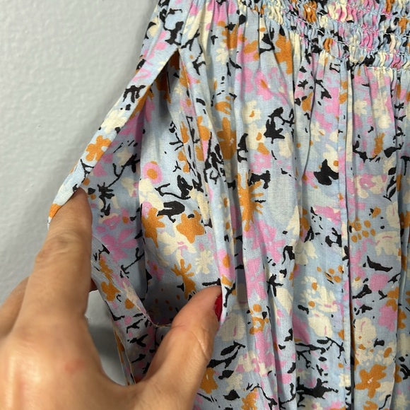 Free People Ivory Floral Print Maxi Skirt Elastic Band size XS - Picture 12 of 16